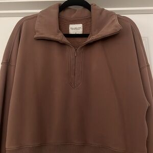 Abercrombie & Fitch Half Zip Brown Pullover Sweatshirt Medium
